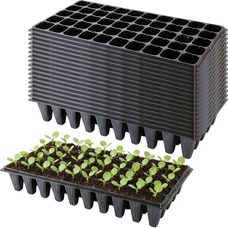 Plateaux de semis (Lot de 10) Plateaux Germination Extra-Profonds à 50 alvéoles récipients Germination en Plastique Robuste pour serres Jardins et Agriculture Urbaine. (1/5)