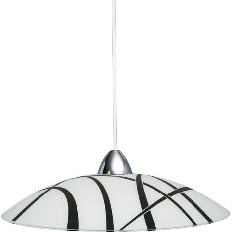 Lampadario sospensione in vetro bianco nero cm 50 (1/4)