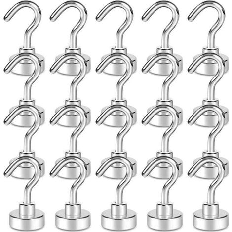 20er-Pack Magnethaken, 1,5 kg + starker Magnet mit Kühlschrankhaken, robuster Kreuzfahrthaken für die Decke, magnetischer Haken (1/4)