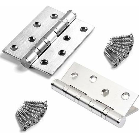Lot 2 charnières porte robustes inox, pour portes bois/inox, connecteurs meubles, protections portes/tiroirs armoires (blanc) (1/5)
