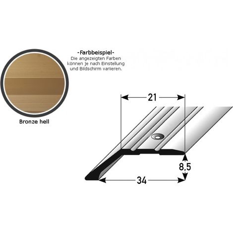 Abschlussprofil / Abschlussleiste Laminat "Huntsville", Einfasshöhe: 8.5 mm / 15.5 mm, Aluminium eloxiert, gebohrt / selbstklebend-bronze hell-1000-gebohrt-8.5