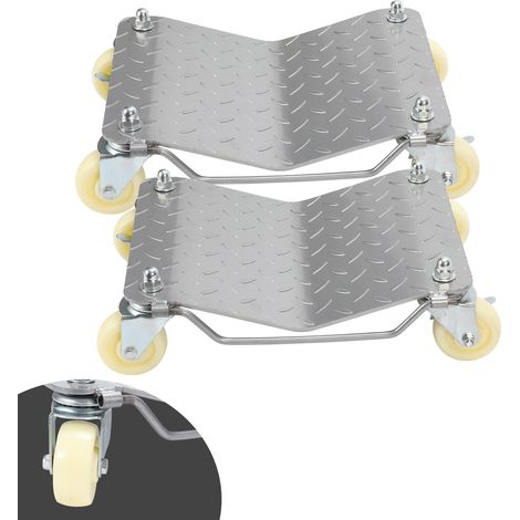 SWANEW Carrelli per la movimentazione delle auto, portata 500 kg (ciascuno), ausilio per le manovre con rotazione bloccabile a 360° per auto, camion e motociclette - 2 pezzi (1/5)