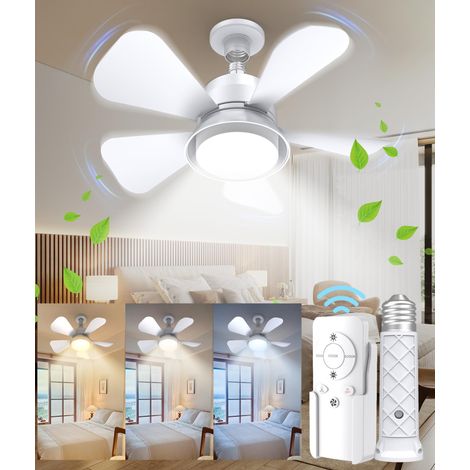 Deckenventilator mit integrierter Leuchte, Fernbedienung, dimmbarem LED-Licht (3 Farben 3000K-6500K), 1000 Lumen, Schraubfassung