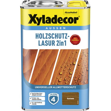 Xyladecor Holzschutz-Lasur 2in1, Universeller Allwetter-Schutz -Der Klassiker, Kastanie, 4 l (1/5)