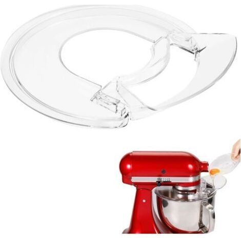 Pare-éclaboussures avec goulotte pour robot pâtissier KitchenAid à tête inclinable de 4,5 à 5 litres (compatible avec les bols en acier inoxydable, en verre et en céramique).