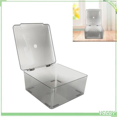 Fafeicy Boîte de rangement transparente avec couvercle à charnière Boîte de rangement de cosmétiques, hygiene Gris Transparent (1/5)