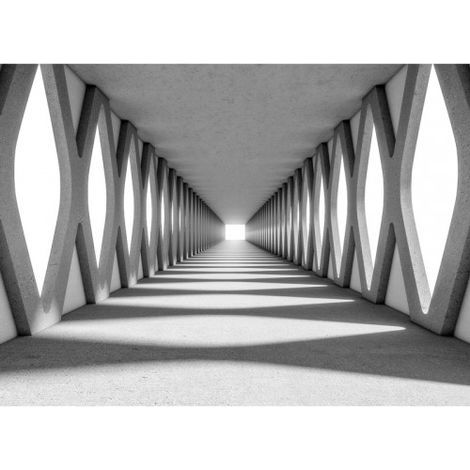 A.S. Creations – Papier peint panoramique 3D gris béton – Tapisserie trompe l'œil pour salon – Résistant à la lumière – Pose collée facile (1/4)