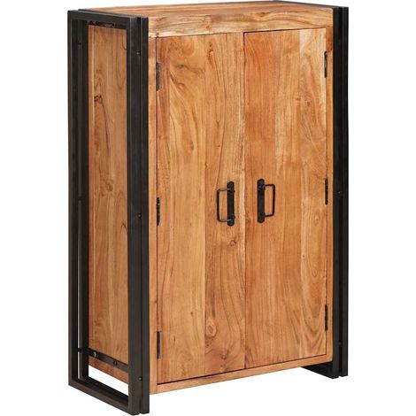 Highboard mit Türen Braun Massivholz Akazie und Metall vidaXL