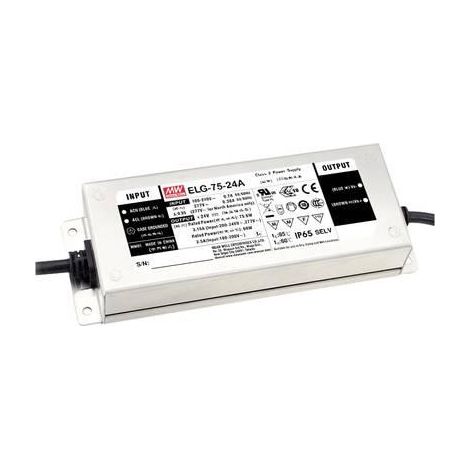 Mean Well ELG-75-24DA-3Y Driver LED Negro 75.6W