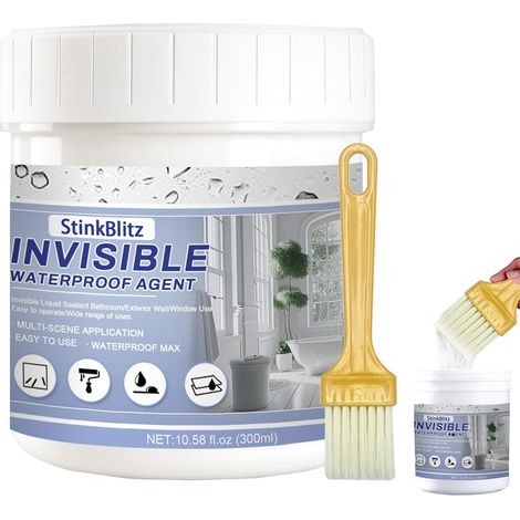 Liquide étanchéité Transparent,Colles D'étanchéité Transparent, Liquide D'étanchéité, avec brosses étanchéité des bâtiments, sous-sols, sols, toitures et revêtements 300g (1/5)