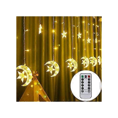 Twinkle Star 138 LED Sternen- und Mond-Lichterkette, USB-betriebene Fensterdekoration mit Fernbedienung, 8 Modi für Ramadan und Weihnachten