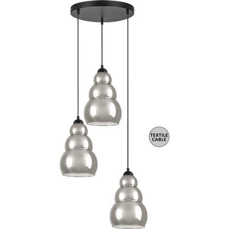 Lampada sospesa Salvatore E27 3x max.40 W metallo nero, vetro colorato B: 35 cm H: 190 cm Ø20 cm Dimmabile (1/5)