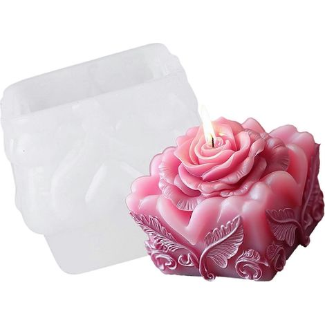 Moules à bougies en silicone en forme de rose pour résine époxy, savons et projets de loisirs créatifs. Moules à savon en silicone multicolores à motif floral en relief. (1/5)