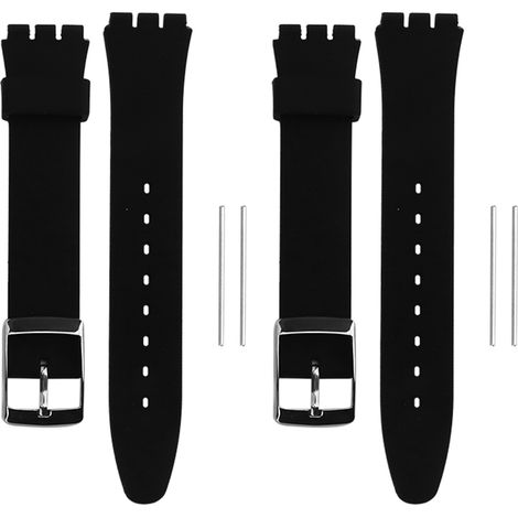 2 pièces Bracelet de Montre en Silicone Doux 17mm 19mm Accessoire de Remplacement