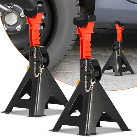 Jiubiaz 2 Pièces Chandelles à Crémaillère 3T noires, chandelles auto réglables 285-430 mm avec goupille de sécurité pour voiture SUV (1/5)