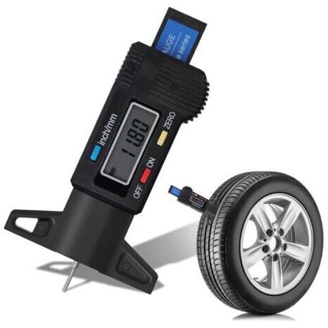 Jauges de Profondeur Pneus Numerique ,Jauge de Profondeur Numérique de Pneu Jauge Caliper avec Écran LCD 0-25mm, Noir (1/5)