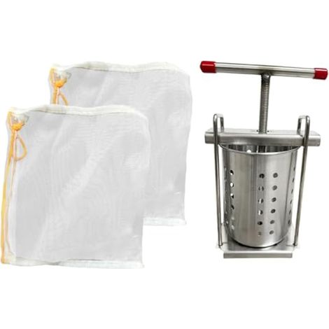 Pressoir à Fruits Manuel, Presse-Agrumes en Acier Inoxydable, Presse-Légumes avec Poignée en T, Outil pour Ustensile de Cuisine, Presse Orange Limon Pommes, Filtre 1.2 L à 2 Compartiments (1/2)