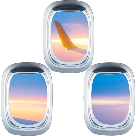 3feuilles Autocollants Muraux De Fenêtre Avion Décorations Amovibles Paysage Autocollants Auto-adhésifs Pour Maison Et Salle De Jeux Décoration Murale Unique Et Relaxante (1/5)