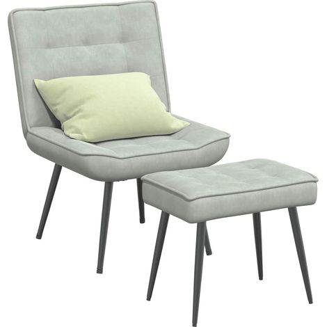 vidaXL Relaxsessel mit Hocker Hellgrau Samt (1/5)