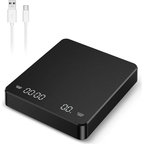 Balance de cuisine numérique de haute précision avec affichage LED, précision de 0,1 g, minuteur rechargeable pour accessoires de café, pâtisserie et barbecue