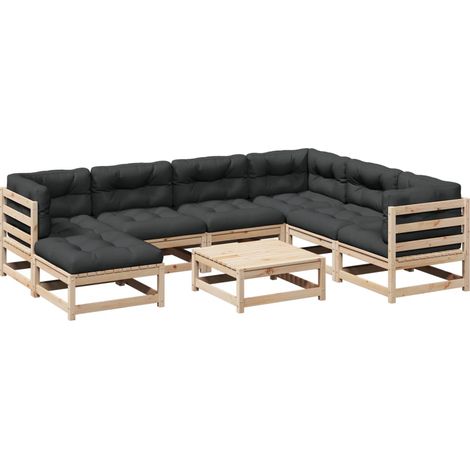 Set Divani da Giardino 8 pz con Cuscini Legno Massello di Pino vidaXL (1/5)