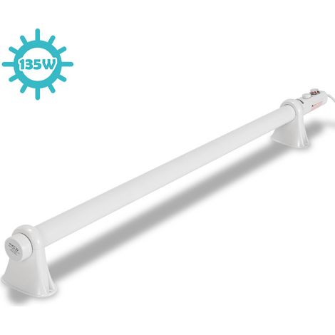 Randaco Calefactor eléctrico para invernadero 135 W, calefactor tubular blanco, 1000 mm, para aprox. 8 m² (1/5)