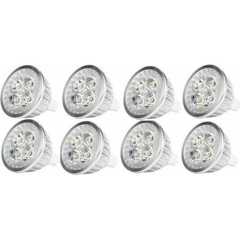 Ampoule LED MR16 4Watt Ampoule spot LED 12V 4W culot MR16 GU5.3, utilisée pour l'éclairage paysager, équivalent à une lampe halogène de 50 watts, blanc froid, 8 packs (1/4)