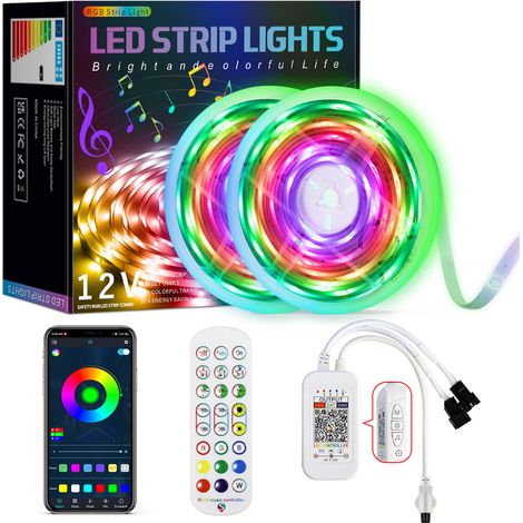LEMROE Ruban LED 20M,360 LED Ruban Intelligent led chambre 5050 RGB SMD Multicolore Décorative Bande LED Lumineuse avec Télécommande changement (1/4)