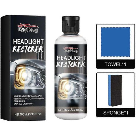 Liquide réparateur avec éponge tourbillonnante, nettoyant et dégraissant portable pour phares et phares. (1/4)