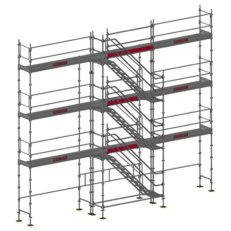 Echafaudage 80m² - Structure + Planchers + Plinthes - Avec escalier - DUO80ESC-SPP