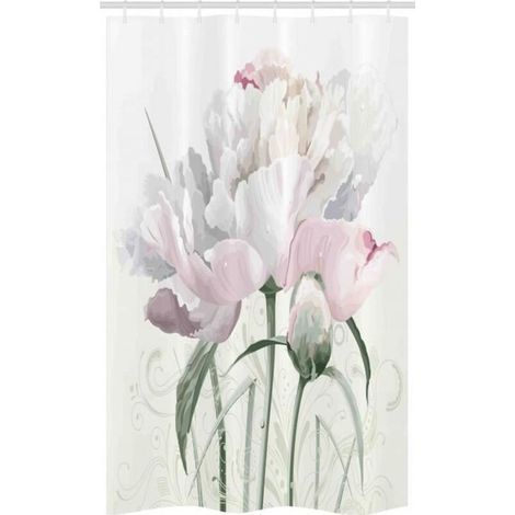 Rideau de Douche Stalle Fleur Roses Tulipes - Blanc - Polyester - Contemporain Design (1/2)