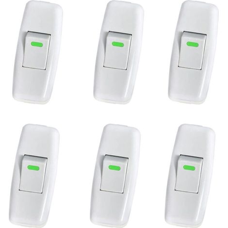 Lamp Switch, Torpedo Switch, Inline Cord Switch, Bedside Lamp Switch, Inline Rocker Switch for Bedside Table Lamp On/Off Button Replacement, 6 Pack