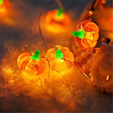 Kürbisdekoration, 5 m Lichterkette mit 50 LEDs Kürbisse für drinnen, batteriebetriebene Dekokürbisse, Herbst-Lichterkette (1/5)