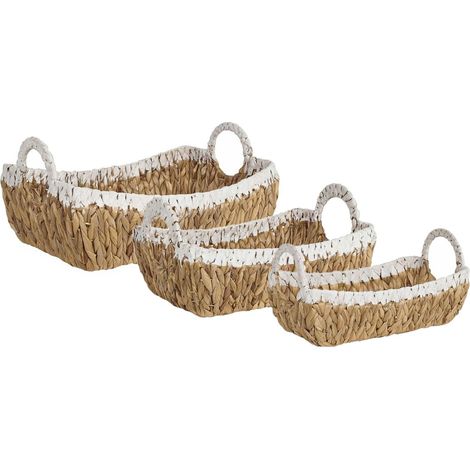 Aufbewahrungskorb 3er Set CAMPHA Geflecht Naturfarben