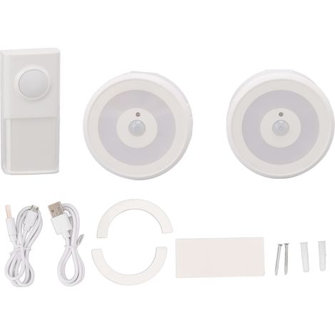 Carillon sans fil étanche 58 musiques détecteur de mouvement humain lumière LED USB blanc pour maison (1/5)