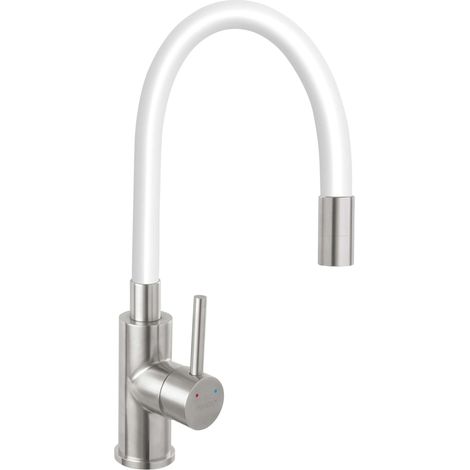 Novaservis Ferro - Grifo de fregadero con brazo flexible, blanco/acero inoxidable 70710,4B (1/3)
