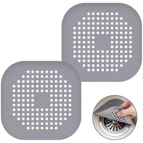 2er-Pack Silikon-Abflussabdeckung, Küchenspülen-Sieb mit Saugnäpfen, Badewannen-Abflussabdeckung, Küchen- und Badezimmerablauf, Grau (1/3)