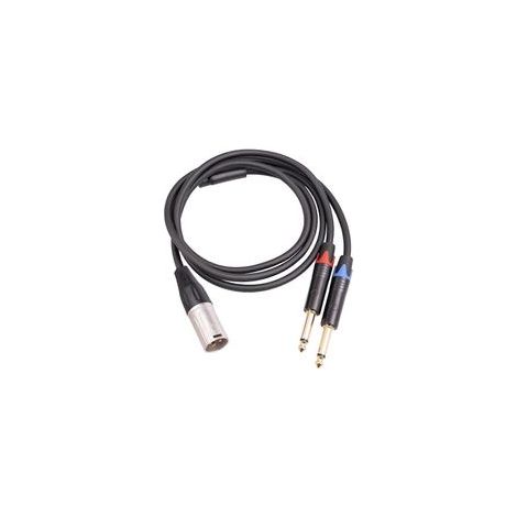 Câble audio microphone 1 prise jack XLR mâle 3 broches vers 2 prises jack mono TS mâles 6,35 mm - 1 m (1/5)
