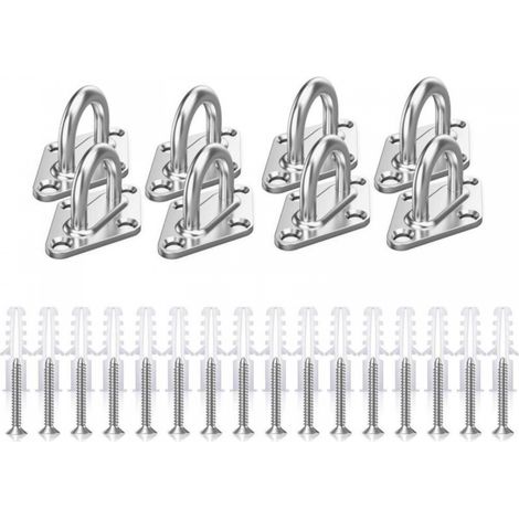 M5 Platine Oeillet Inox,8 Pièces Rhombic Kit de Crochet Plafond Charge Lourde,Crochets D'ancrage Marine avec Vis (1/5)