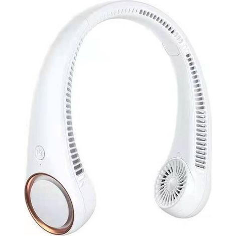 Ventilateur de cou portable sans pales, rechargeable par USB, blanc, 4000 mAh, nouveauté transfrontalière. (1/5)