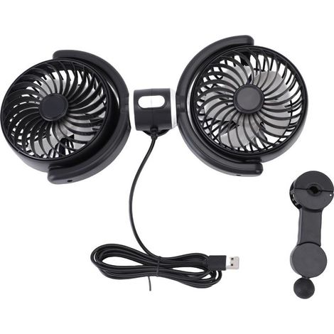 Ventilateurs de voiture USB pour sièges arrière, double tête, rotation à 360°, pour appuie-tête arrière, ventilation électrique (1/5)