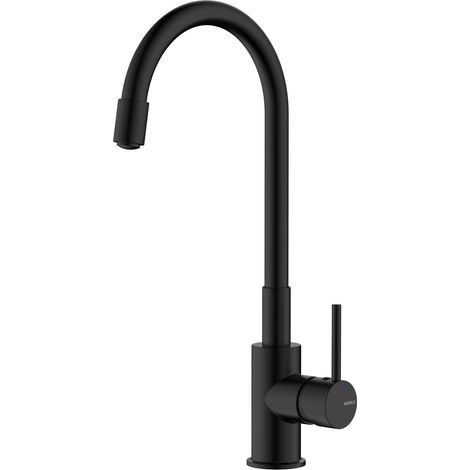 Avapax  Robinet de cuisine - Noir mat - Bec flexible - Laiton - Classe sonore II