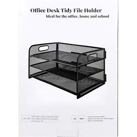 Corbeille à courrier à niveaux avec poignée, organiseur de fichiers de bureau en maille métallique avec plateaux, plateaux de classement de bureau A4, porte-revues pour la maison, le bureau, l'école (1/2)