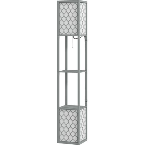 Floor Lamp  Shelves, Dual Light, Modern Tall Standing Lamps,  Pull Chain Switch (Bulb not Included), Light Grey (1/5)