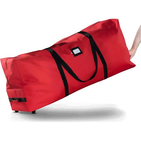 Sac de rangement pour sapin Noël Convient aux sapins artificiels 9 pieds Imperméable 600D avec poignées et roulettes 2,74 m Rouge (1/4)