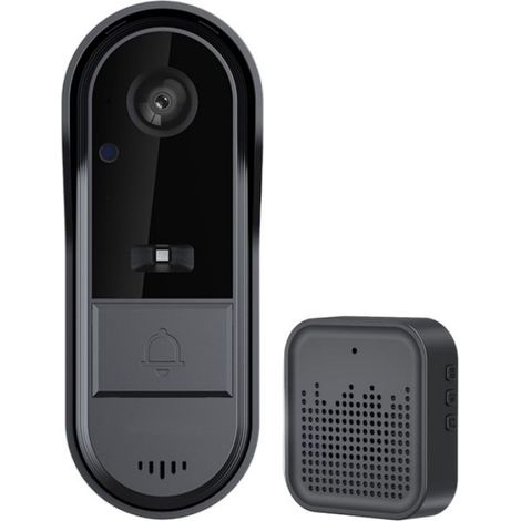 Sonnette vidéo sans fil avec interphone visuel à la mode e, conversation bidirectionnelle, surveillance intérieure et extérieure (1/4)