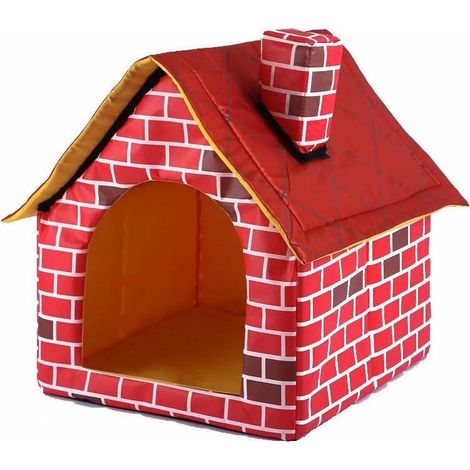 Cheminée Pet House Dog Supplies Cheminée Dog House Cat House Dog Cage Tent House Pet Supplies (Rouge 39 40.5 44 CM) (1/5)