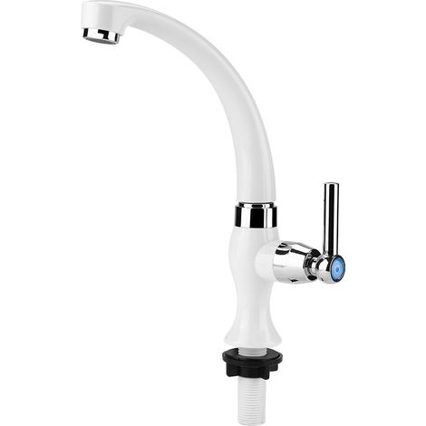 Robinet d'eau froide simple en plastique ABS pour évier de cuisine et lavabo de salle de bain, accessoires G1/2 (droit) (1/5)