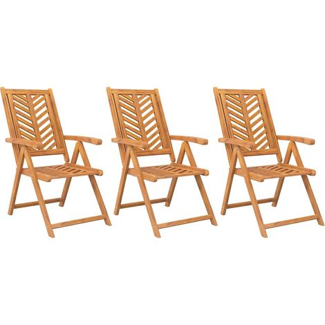 Maison Exclusive - Sillas de jardín reclinables 3 uds madera maci (1/5)