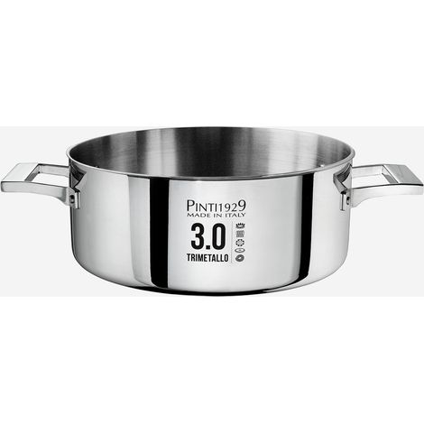 Casseruola bassa in acciaio induzione Made in Italy 3 strati 3.0